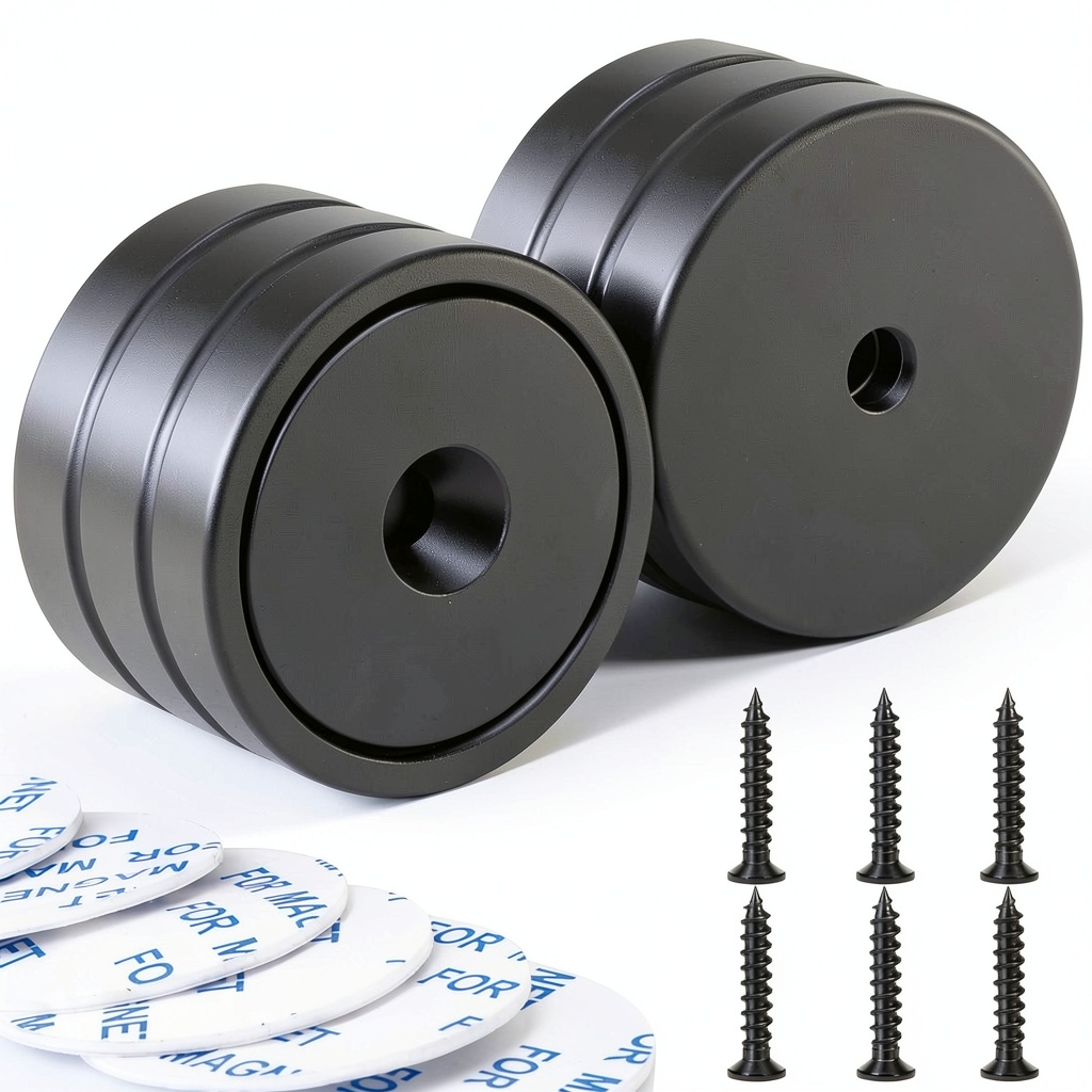 Installing LOVIMAG Neodymium Cup Magnets Strong Rust Resistant on a wooden workbench