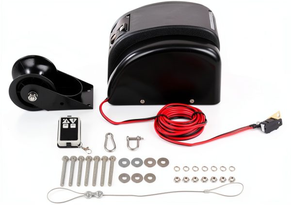 Electric Anchor Winch OCPTY 12V Boat Winch with 100ft Rope and Remote-2