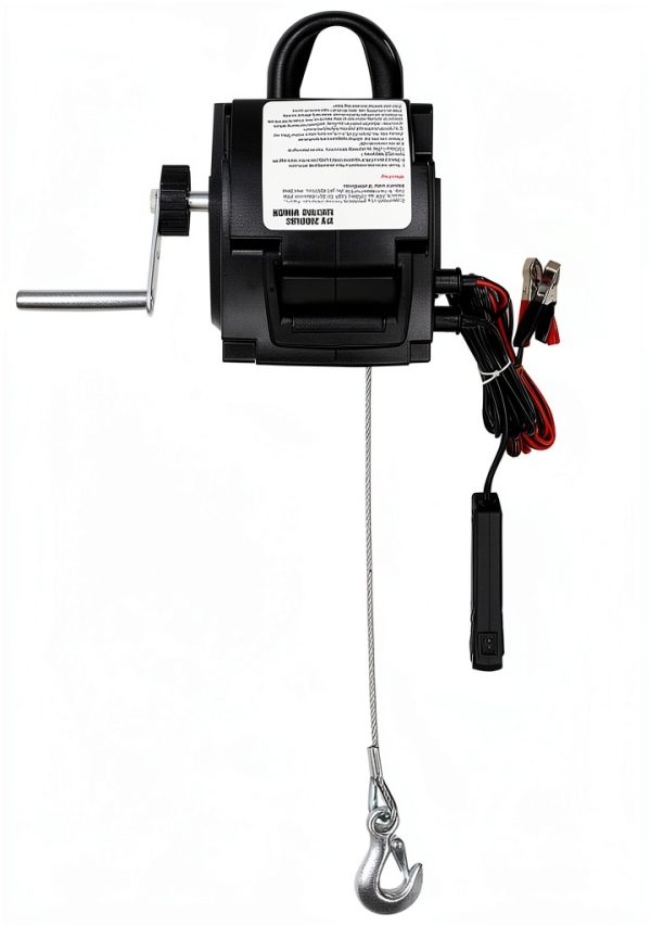 Portable Electric Winch lxrnqcey 12V 300W 5000lb Capacity Black-1
