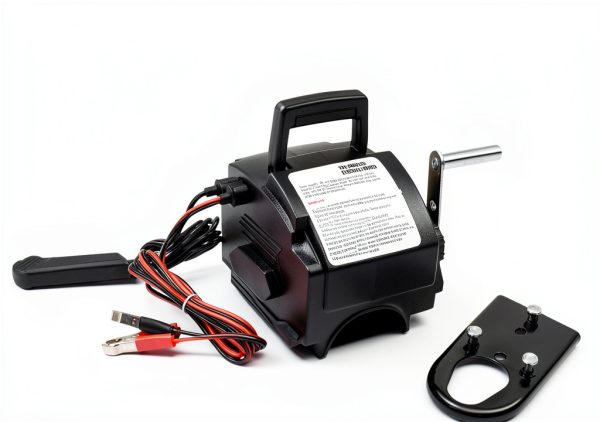 Portable Electric Winch lxrnqcey 12V 300W 5000lb Capacity Black-4