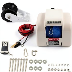OCPTY 12V electric anchor winch, 100ft rope for small boats-0