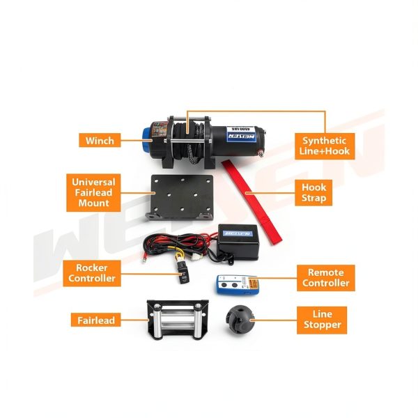 WeiSen 4500lb 12V ATV UTV Electric Winch Kit with Synthetic Line-3
