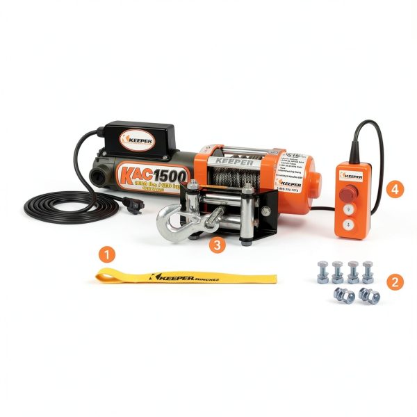 Electric Winch KEEPER KAC1500 1500lb Capacity Remote Handheld Control-3