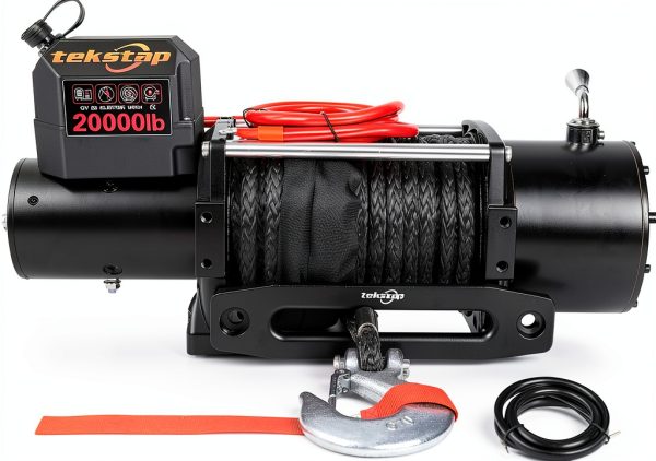 20000LB Electric Winch Tekstap 12V IP68 Waterproof 0.47in x85ft Rope-0